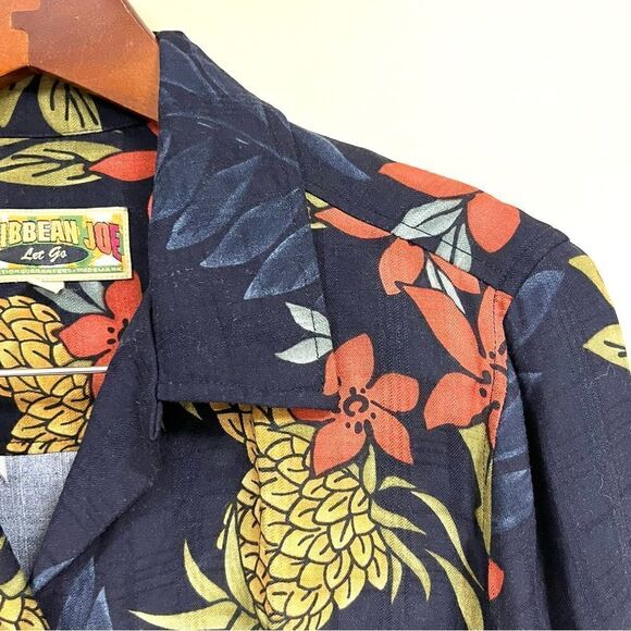 Caribbean Joes tropical print button down Sz L - Picture 4 of 8